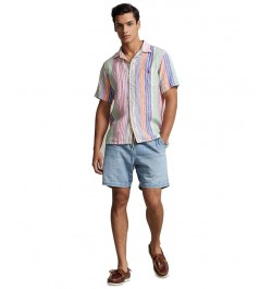 Men's Classic-Fit Striped Linen Camp Shirt Multi $44.40 Shirts