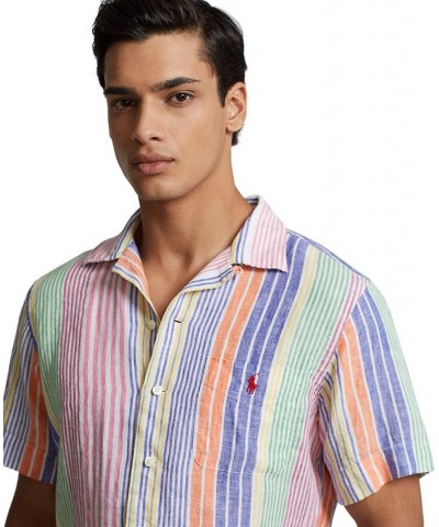 Men's Classic-Fit Striped Linen Camp Shirt Multi $44.40 Shirts