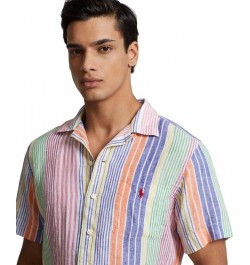 Men's Classic-Fit Striped Linen Camp Shirt Multi $44.40 Shirts