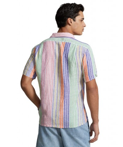 Men's Classic-Fit Striped Linen Camp Shirt Multi $44.40 Shirts