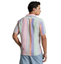 Men's Classic-Fit Striped Linen Camp Shirt Multi $44.40 Shirts