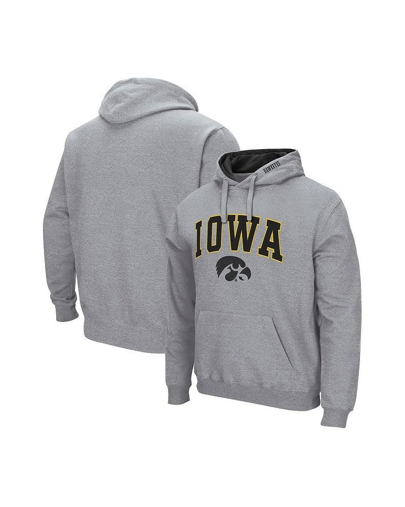 Men's Heathered Gray Iowa Hawkeyes Arch and Logo 3.0 Pullover Hoodie $25.80 Sweatshirt