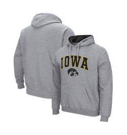 Men's Heathered Gray Iowa Hawkeyes Arch and Logo 3.0 Pullover Hoodie $25.80 Sweatshirt