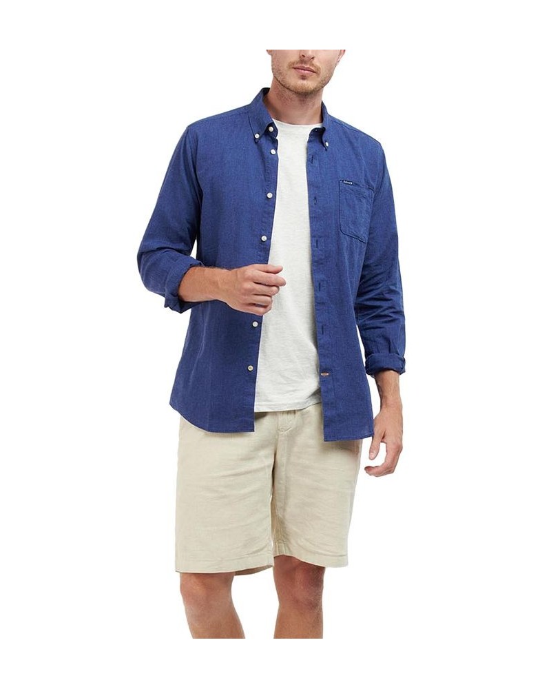 Men's Nelson Tailored-Fit Solid Long-Sleeve Shirt Blue $50.60 Shirts