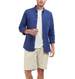 Men's Nelson Tailored-Fit Solid Long-Sleeve Shirt Blue $50.60 Shirts