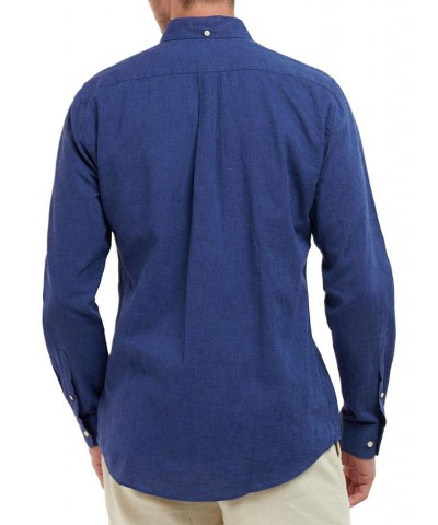 Men's Nelson Tailored-Fit Solid Long-Sleeve Shirt Blue $50.60 Shirts