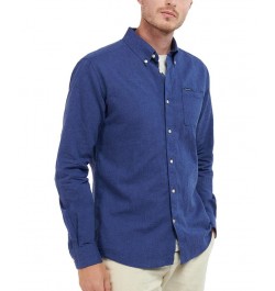 Men's Nelson Tailored-Fit Solid Long-Sleeve Shirt Blue $50.60 Shirts