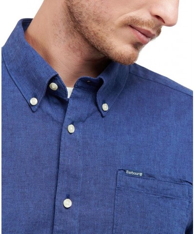 Men's Nelson Tailored-Fit Solid Long-Sleeve Shirt Blue $50.60 Shirts