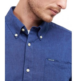 Men's Nelson Tailored-Fit Solid Long-Sleeve Shirt Blue $50.60 Shirts