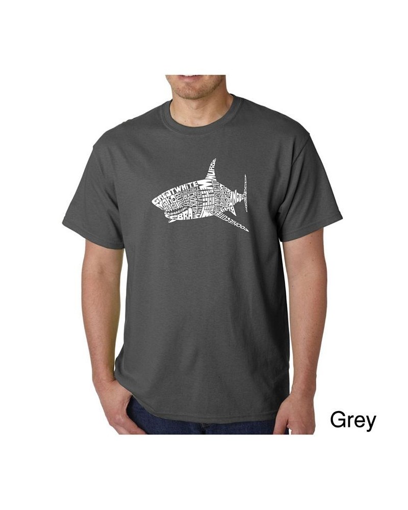 Mens Word Art T-Shirt - Shark Species Gray $23.39 T-Shirts