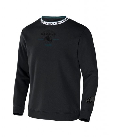 Men's NFL X Staple Black Philadelphia Eagles Embroidered Fundementals Globe Pullover Crew Sweatshirt $34.09 Sweatshirt