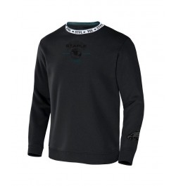 Men's NFL X Staple Black Philadelphia Eagles Embroidered Fundementals Globe Pullover Crew Sweatshirt $34.09 Sweatshirt