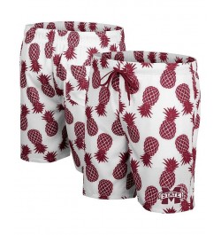 Men's White, Maroon Mississippi State Bulldogs Pineapple Swim Shorts $33.14 Swimsuits