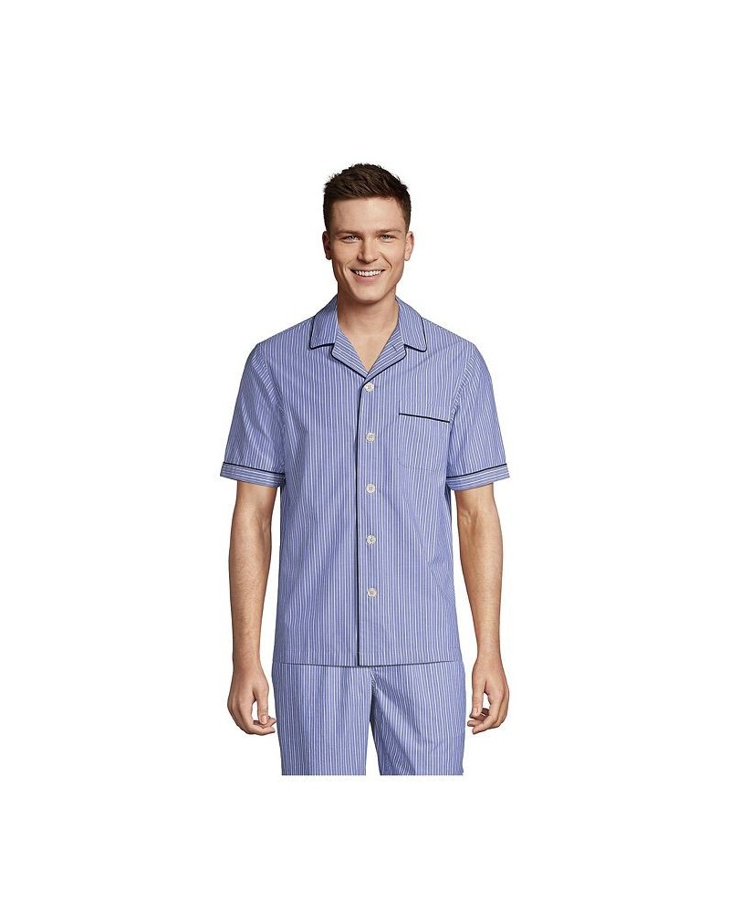 Men's Short Sleeve Poplin Pajama Shirt Mariner blue stripe $29.97 Pajama