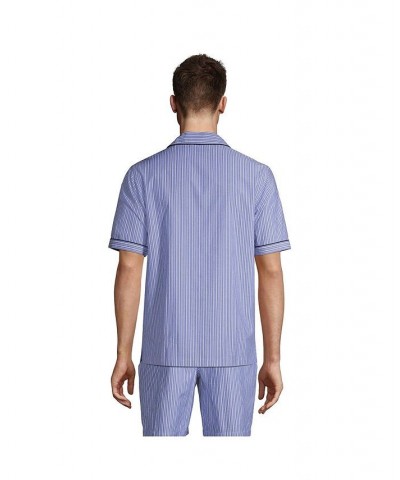 Men's Short Sleeve Poplin Pajama Shirt Mariner blue stripe $29.97 Pajama