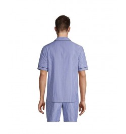 Men's Short Sleeve Poplin Pajama Shirt Mariner blue stripe $29.97 Pajama