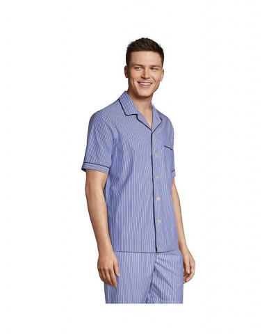 Men's Short Sleeve Poplin Pajama Shirt Mariner blue stripe $29.97 Pajama