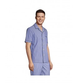 Men's Short Sleeve Poplin Pajama Shirt Mariner blue stripe $29.97 Pajama