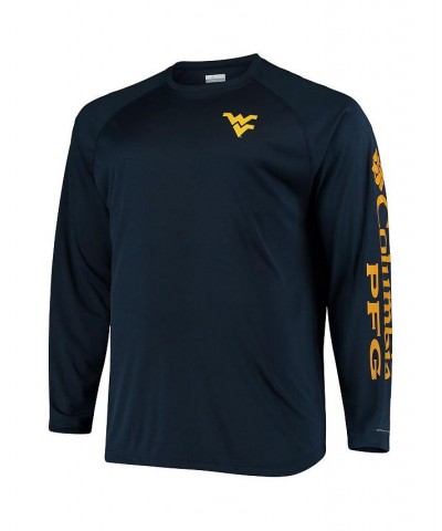 Men's Navy West Virginia Mountaineers Big and Tall Terminal Tackle Long Sleeve Omni-Shade T-shirt $28.04 T-Shirts