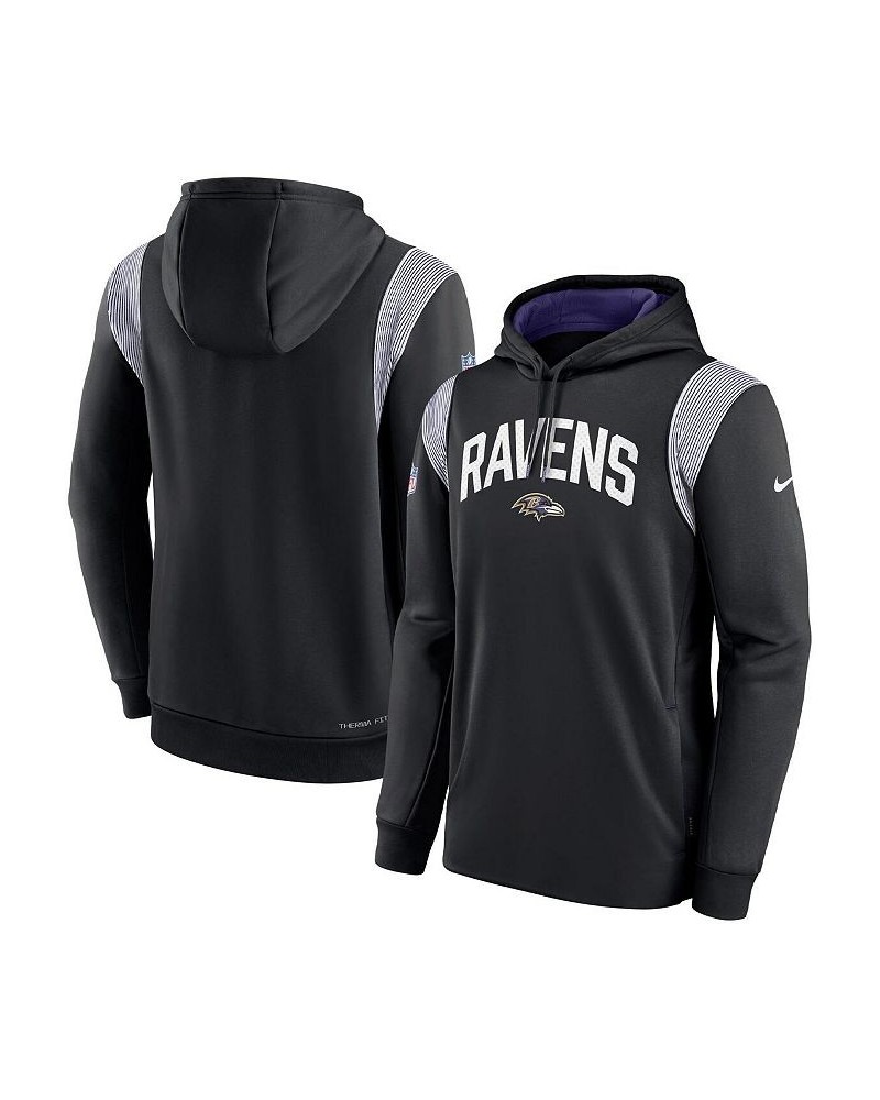 Men's Black Baltimore Ravens Sideline Athletic Stack Performance Pullover Hoodie $45.60 Sweatshirt