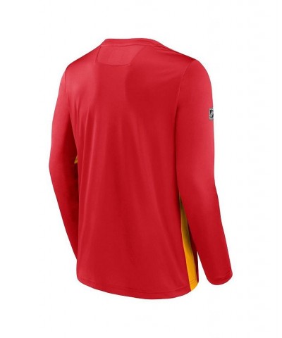 Men's Branded Red Calgary Flames Authentic Pro Rink Performance Long Sleeve T-shirt $29.57 T-Shirts