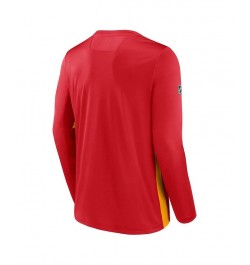 Men's Branded Red Calgary Flames Authentic Pro Rink Performance Long Sleeve T-shirt $29.57 T-Shirts