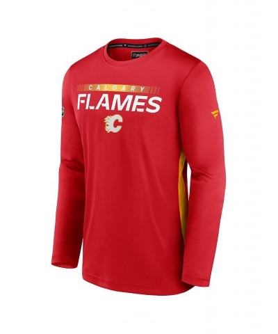 Men's Branded Red Calgary Flames Authentic Pro Rink Performance Long Sleeve T-shirt $29.57 T-Shirts