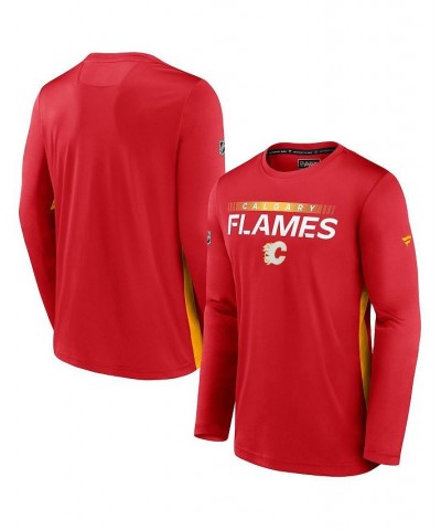 Men's Branded Red Calgary Flames Authentic Pro Rink Performance Long Sleeve T-shirt $29.57 T-Shirts