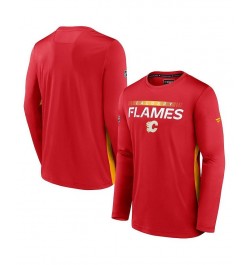 Men's Branded Red Calgary Flames Authentic Pro Rink Performance Long Sleeve T-shirt $29.57 T-Shirts