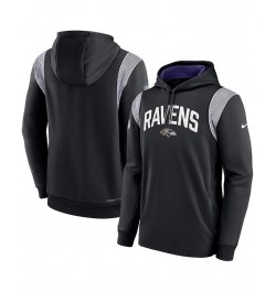 Men's Black Baltimore Ravens Sideline Athletic Stack Performance Pullover Hoodie $45.60 Sweatshirt