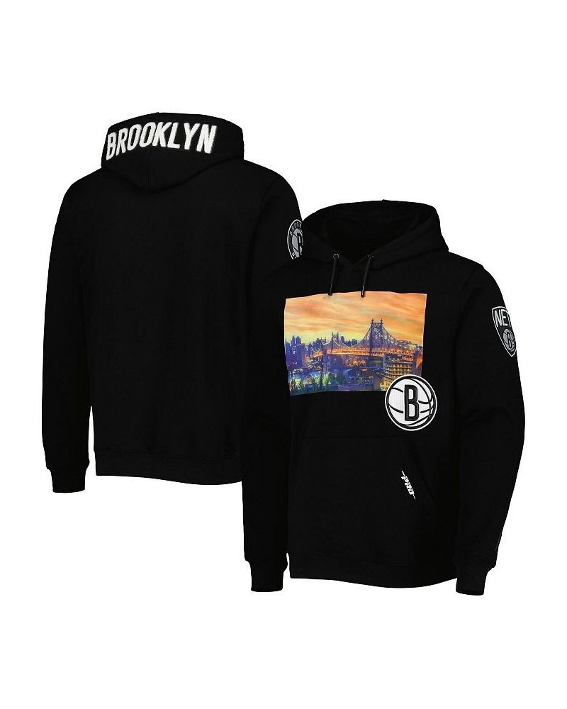 Men's Black Brooklyn Nets City Scape Pullover Hoodie $51.70 Sweatshirt