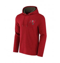 Men's Nfl X Darius Rucker Collection By Heathered Red Tampa Bay Buccaneers Waffle Knit Pullover Hoodie $34.09 Sweatshirt