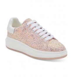 Women's Diva Lace-Up Low-Top Sneakers Pink $45.00 Shoes