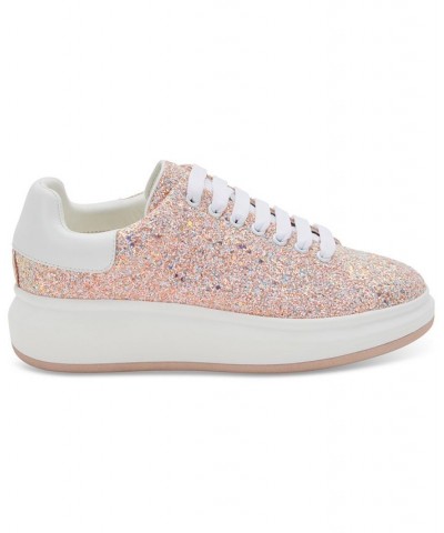 Women's Diva Lace-Up Low-Top Sneakers Pink $45.00 Shoes