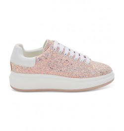 Women's Diva Lace-Up Low-Top Sneakers Pink $45.00 Shoes