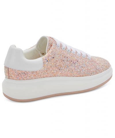 Women's Diva Lace-Up Low-Top Sneakers Pink $45.00 Shoes