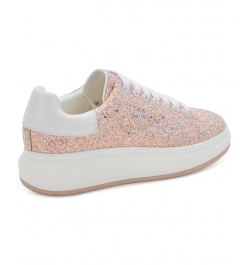 Women's Diva Lace-Up Low-Top Sneakers Pink $45.00 Shoes