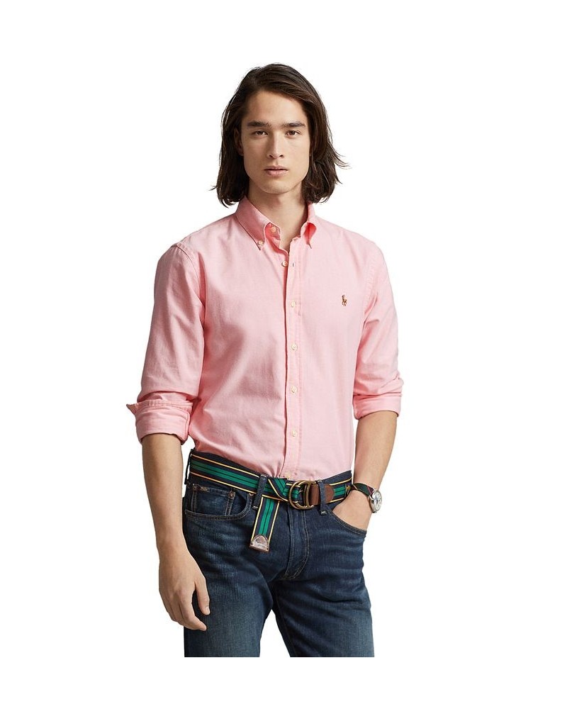 Men's Classic Fit Long Sleeve Oxford Shirt Pink $51.30 Shirts