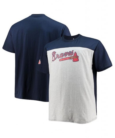 Men's Branded Navy and Gray Atlanta Braves Big and Tall Colorblock T-shirt $28.80 T-Shirts