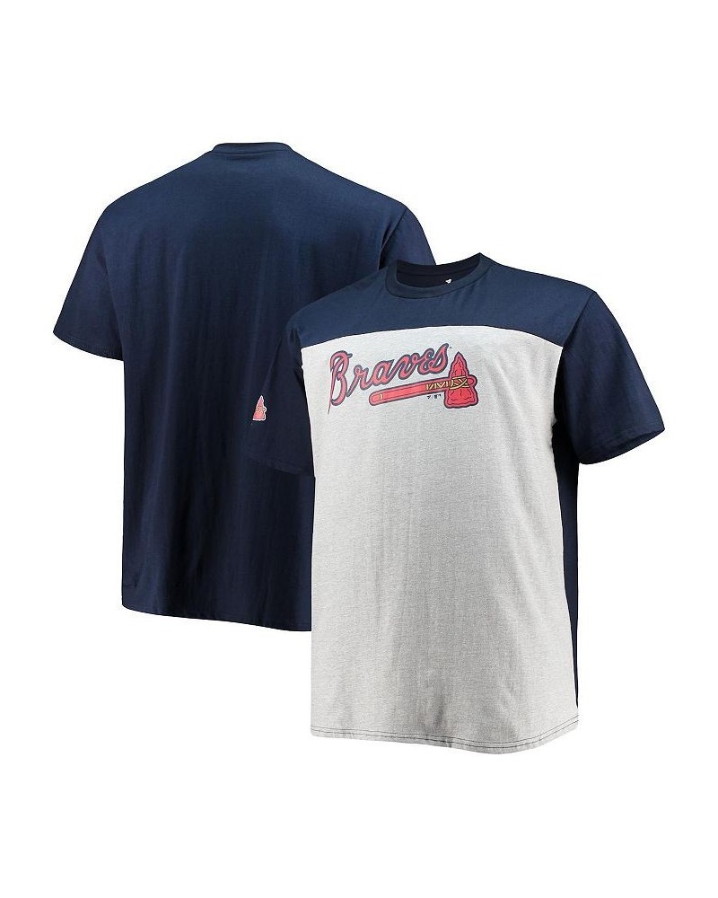 Men's Branded Navy and Gray Atlanta Braves Big and Tall Colorblock T-shirt $28.80 T-Shirts