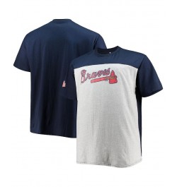 Men's Branded Navy and Gray Atlanta Braves Big and Tall Colorblock T-shirt $28.80 T-Shirts