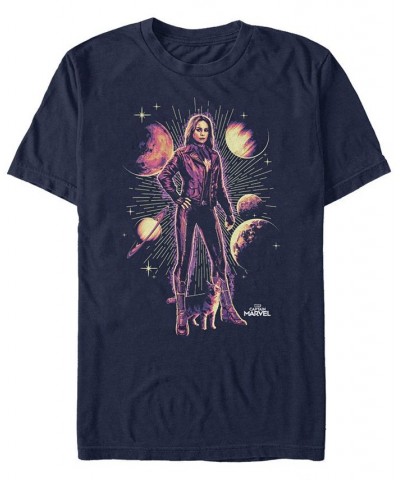 Marvel Men's Captain Marvel Galaxy Goose Portrait, Short Sleeve T-shirt Blue $15.05 T-Shirts