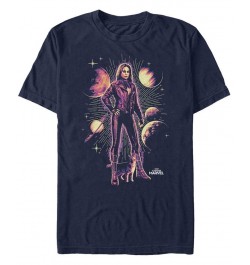 Marvel Men's Captain Marvel Galaxy Goose Portrait, Short Sleeve T-shirt Blue $15.05 T-Shirts