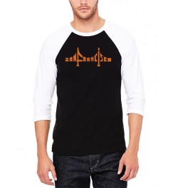 Men's Raglan Baseball 3/4 Sleeve San Francisco Bridge Word Art T-shirt Black, White $22.05 T-Shirts