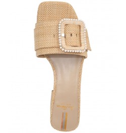 Deacon Block-Heel Buckled Slide Sandals Tan/Beige $57.40 Shoes