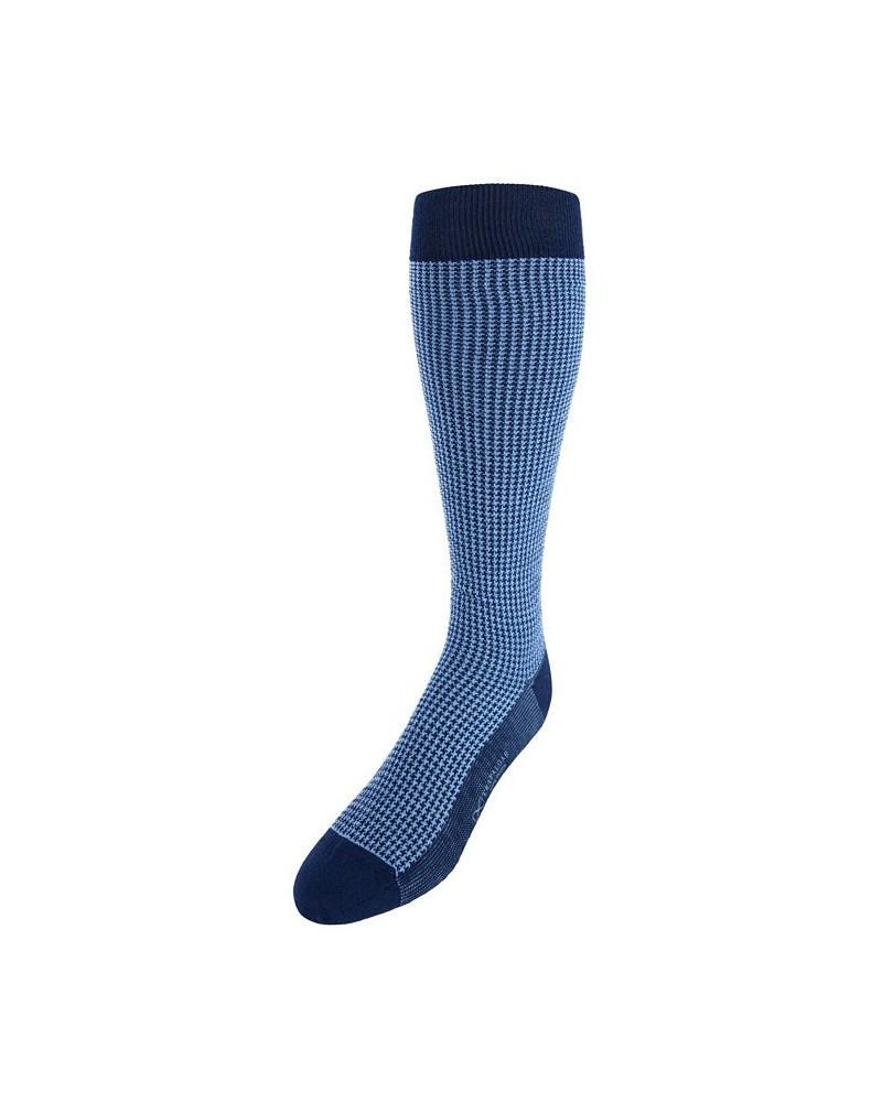 Charlie Over The Calf Houndstooth Merino Wool Socks Blue $15.20 Socks