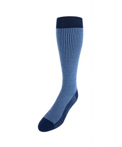 Charlie Over The Calf Houndstooth Merino Wool Socks Blue $15.20 Socks