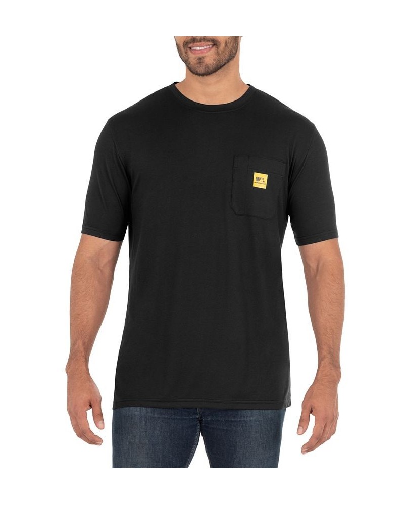 Men's Short Sleeve Jersey Plaited Performance Pocket Tee Black $15.90 T-Shirts