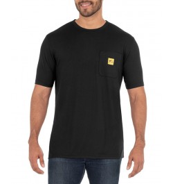 Men's Short Sleeve Jersey Plaited Performance Pocket Tee Black $15.90 T-Shirts