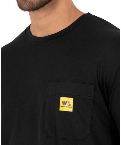 Men's Short Sleeve Jersey Plaited Performance Pocket Tee Black $15.90 T-Shirts